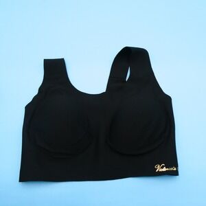 Victoria's Secret Bralette Womens Medium Seamless Lounge Black Gold Logo Nylon